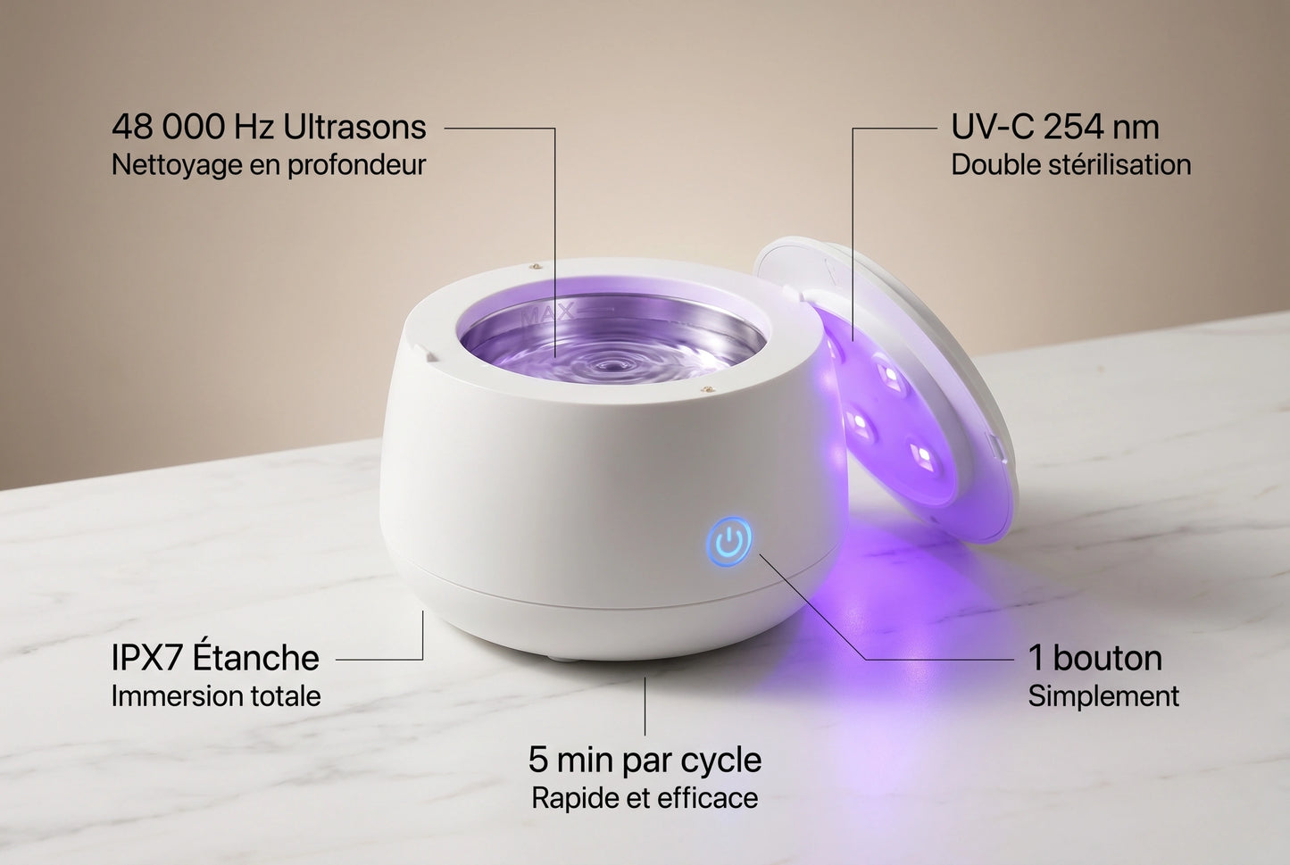 NYMA RITUAL™ - Nettoyeur ultrasonique & UV pour appareils dentaires
